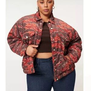 Good American Camo Trucker Puffer Jacket